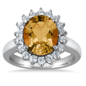 4 Carat Citrine and Diamond Ring in 14K White Gold- SPR51026CT