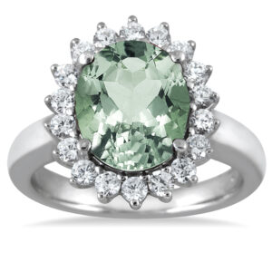 4 Carat Green Amethyst and Diamond Ring in 14K White Gold- SPR51026GA