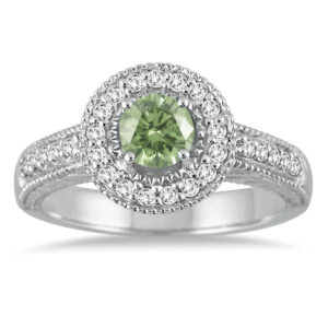 1/2 Carat Green Amethyst and Diamond Ring in 10K White Gold- SPR51029GA
