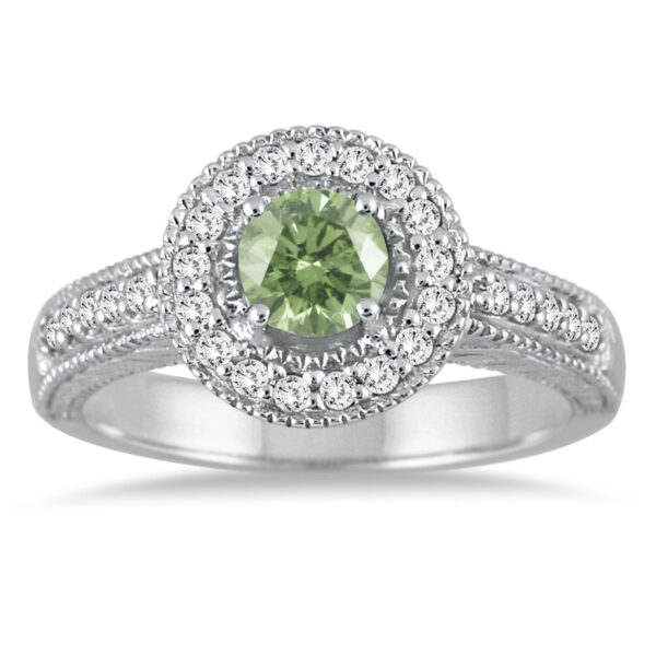 1/2 Carat Green Amethyst and Diamond Ring in 10K White Gold- SPR51029GA