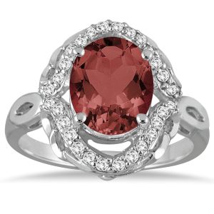 3 1/2 Carat Oval Garnet and Diamond Ring in 10K White Gold- SPR51030GT
