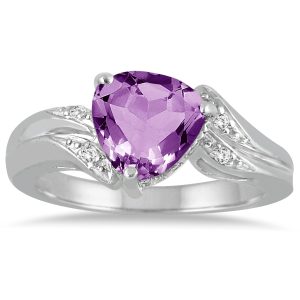 2 1/4 Carat Trillion Cut Amethyst and Diamond Ring in 10K White Gold- SPR51036AM