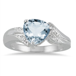 2 1/4 Carat Trillion Cut Aquamarine and Diamond Ring in 10K White Gold- SPR51036AQ