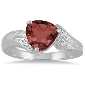 2 1/4 Carat Trillion Cut Garnet and Diamond Ring in 10K White Gold- SPR51036GT