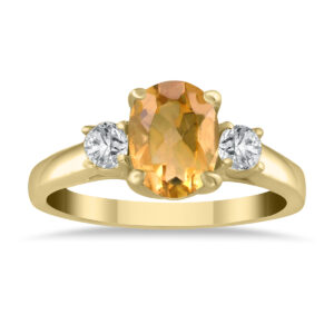 Citrine and Diamond Three Stone Ring 14K Yellow Gold- SPR51382CT