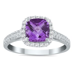 Amethyst and Diamond Ring in 10K White Gold- SPR55176AM