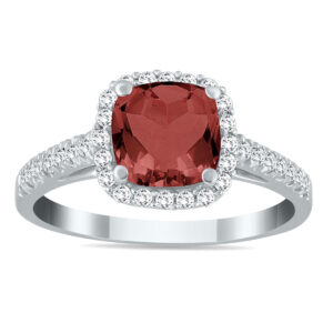 Garnet and Diamond Ring in 10K White Gold- SPR55176GT
