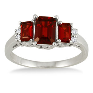 Garnet and Diamond Ring in 10K White Gold- SPR5644GT