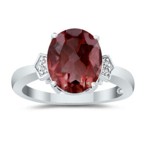Garnet and Diamond Ring in 10k White Gold- SPR8022GT
