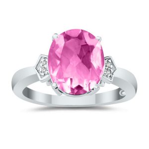 Pink Topaz and Diamond Ring in 10k White Gold- SPR8022PZ