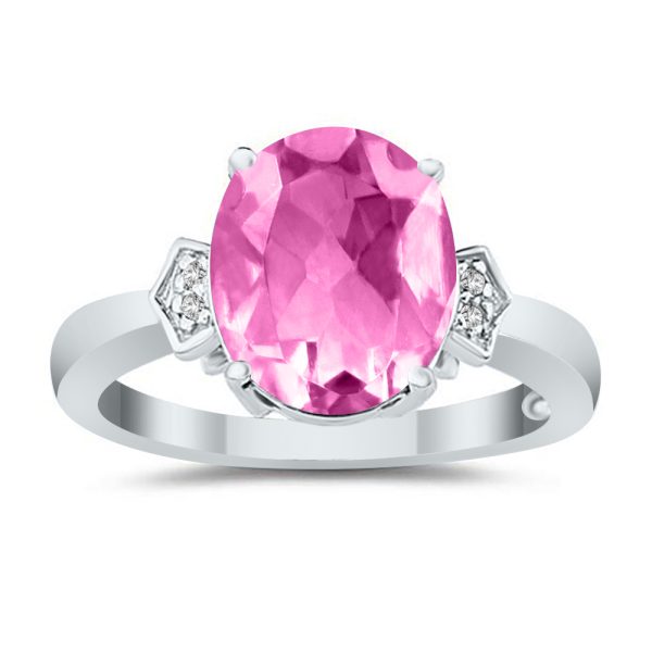Pink Topaz and Diamond Ring in 10k White Gold- SPR8022PZ