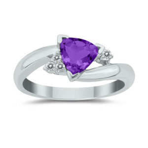 Trillion Cut Amethyst and Diamond Ring in 14K White Gold- SPR8072AM