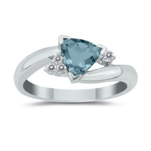 Trillion Cut Aquamarine and Diamond Ring in 14K White Gold- SPR8072AQ