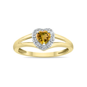 Heart Shape Citrine and Diamond Ring in 10K Yellow Gold- SPR8150CT