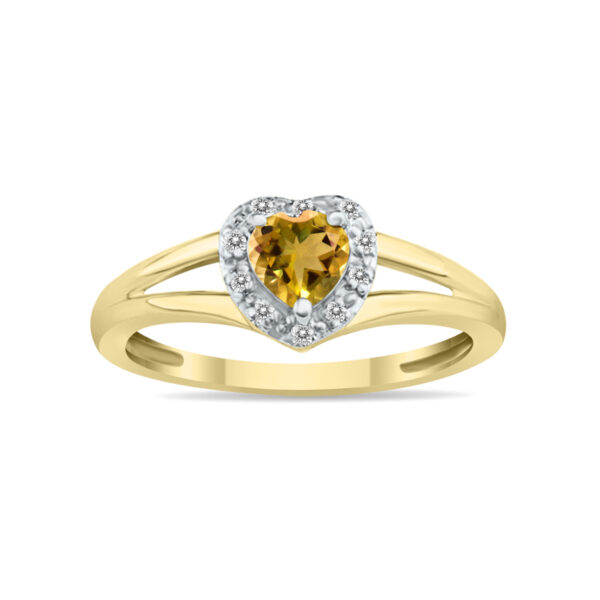 Heart Shape Citrine and Diamond Ring in 10K Yellow Gold- SPR8150CT
