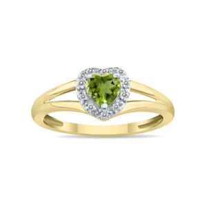 Heart Shape Peridot and Diamond Ring in 10K Yellow Gold- SPR8150PD