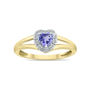 Heart Shape Tanzanite and Diamond Ring in 10K Yellow Gold- SPR8150TZ
