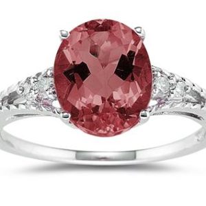 Oval Cut Garnet & Diamond Ring in 14k White Gold- SPR8195GT