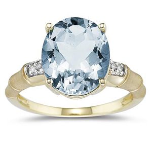 3.97 Carat Aquamarine and Diamond Ring in 14K Yellow Gold- SPR8197AQ