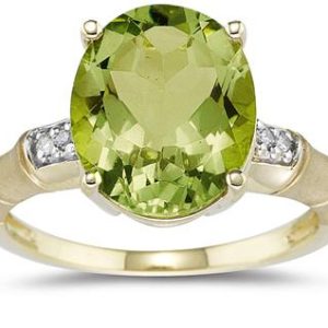 3.97 Carat Peridot and Diamond Ring in 14K Yellow Gold- SPR8197PD