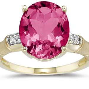 3.97 Carat Pink Topaz and Diamond Ring in 14K Yellow Gold- SPR8197PZ