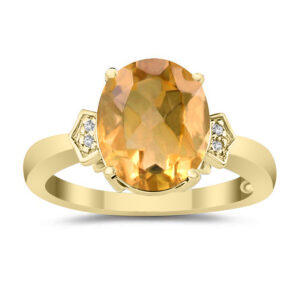 Citrine & Diamond Ring in 10k Yellow Gold- SPR8278CT