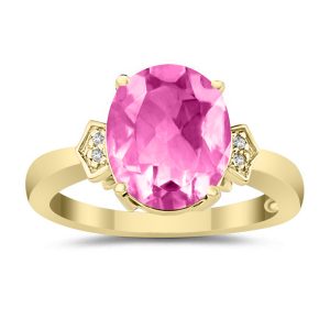 Pink Topaz & Diamond Ring in 10k Yellow Gold- SPR8278PZ