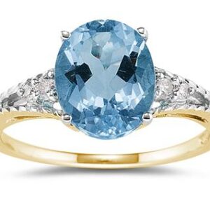 Oval Cut Blue Toapz & Diamond Ring in 14k Yellow Gold- SPR8311BT