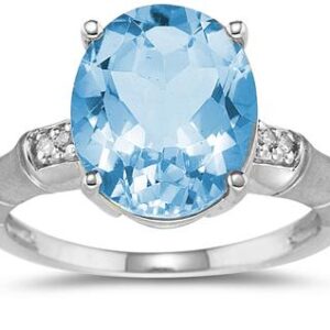 3.97 Carat Blue Topaz and Diamond Ring in 14K White Gold- SPR8313BT