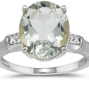 3.97 Carat Green Amethyst and Diamond Ring in 14K White Gold- SPR8313GA