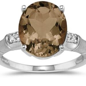 3.97 Carat Smokey Quartz and Diamond Ring in 14K White Gold- SPR8313SQ