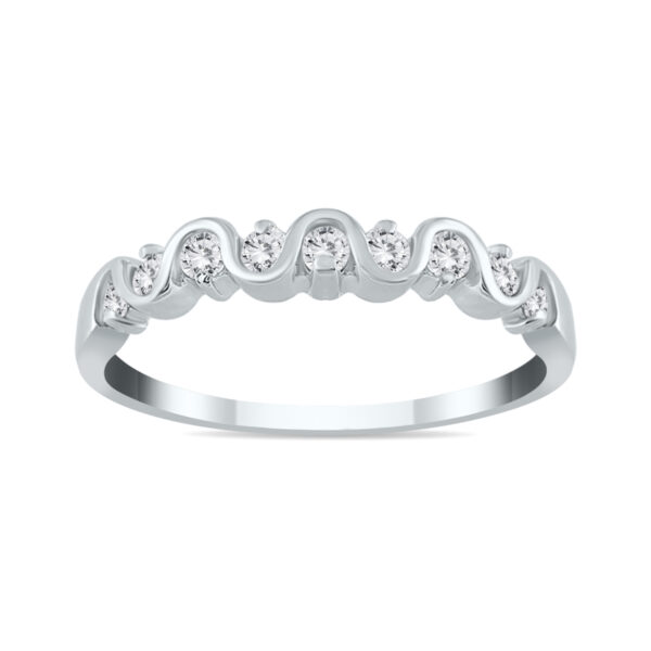1/2 Carat TW Diamond Wave Band in 10K White Gold- WBE3249