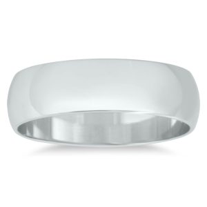 5mm Domed Wedding Band in 14K White Gold- WBU20018
