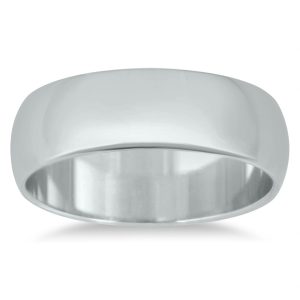 6mm Domed Comfort Fit Wedding Band in 14K White Gold- WBU20049