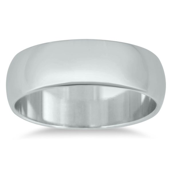 6mm Domed Comfort Fit Wedding Band in 14K White Gold- WBU20049