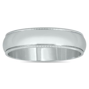 4mm Milgrain Edge Comfort Fit Wedding Band in 14K White Gold- WBU20050