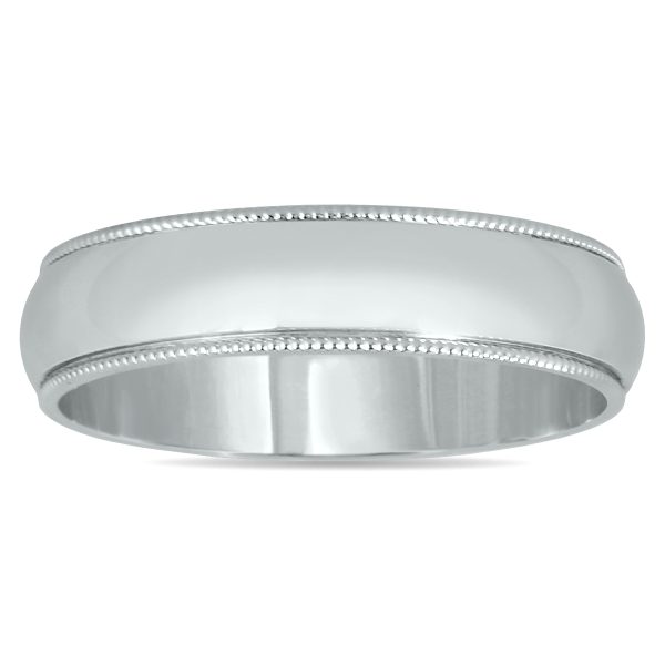 4mm Milgrain Edge Comfort Fit Wedding Band in 14K White Gold- WBU20050