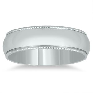 5mm Milgrain Edge Comfort Fit Wedding Band in 14K White Gold- WBU20051