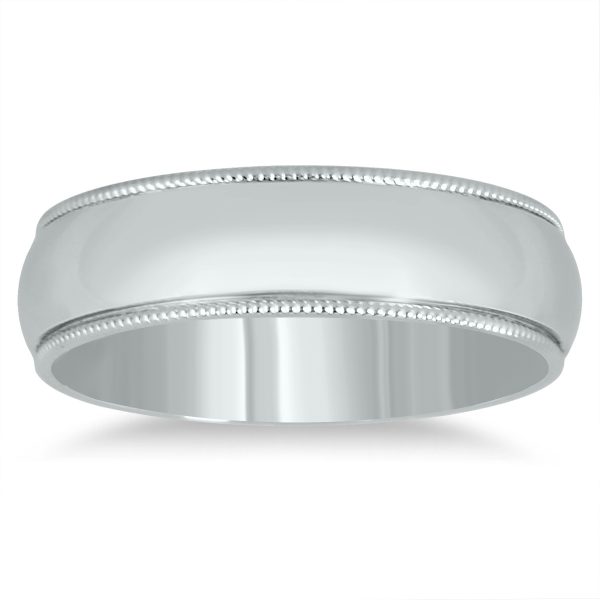 5mm Milgrain Edge Comfort Fit Wedding Band in 14K White Gold- WBU20051