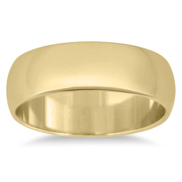 6mm Domed Comfort Fit Wedding Band in 14K Yellow Gold- WBU20059