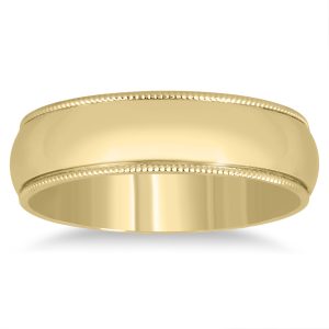 5mm Milgrain Edge Comfort Fit Wedding Band in 14K Yellow Gold- WBU20061