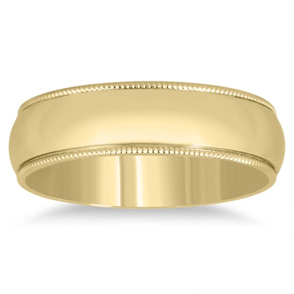 5mm Milgrain Edge Comfort Fit Wedding Band in 14K Yellow Gold- WBU20061