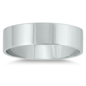 5mm Flat Comfort Fit Wedding Band in 14K White Gold- WBU20084