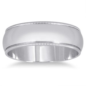 6mm Domed Comfort Fit Milgrain Wedding Band in 950 Platinum- WBU56862