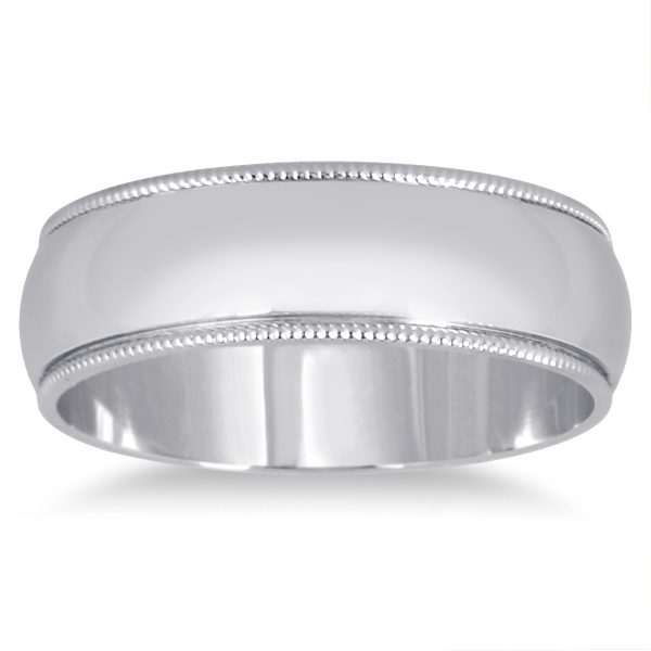 6mm Domed Comfort Fit Milgrain Wedding Band in 950 Platinum- WBU56862