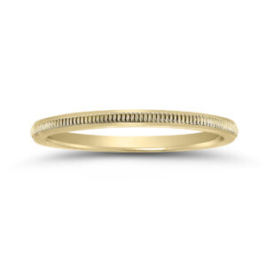 1MM Thin Hand-Squeezed Milgrain Wedding Band in 14K Yellow Gold- WBU58521