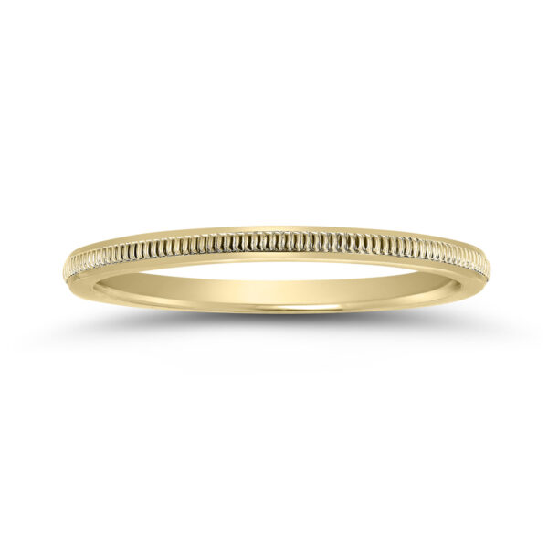 1MM Thin Hand-Squeezed Milgrain Wedding Band in 14K Yellow Gold- WBU58521