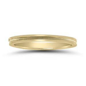 2MM Center Milgrain Wedding Band in 14K Yellow Gold- WBU58524