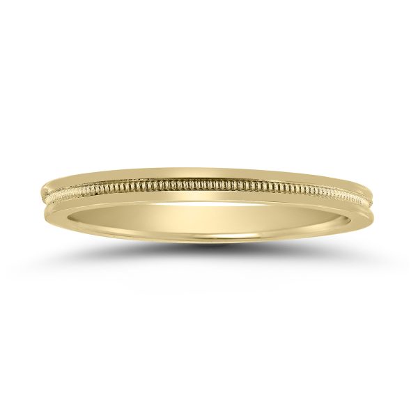 2MM Center Milgrain Wedding Band in 14K Yellow Gold- WBU58524
