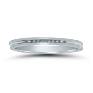 2MM Center Milgrain Wedding Band in 14K White Gold- WBU58525